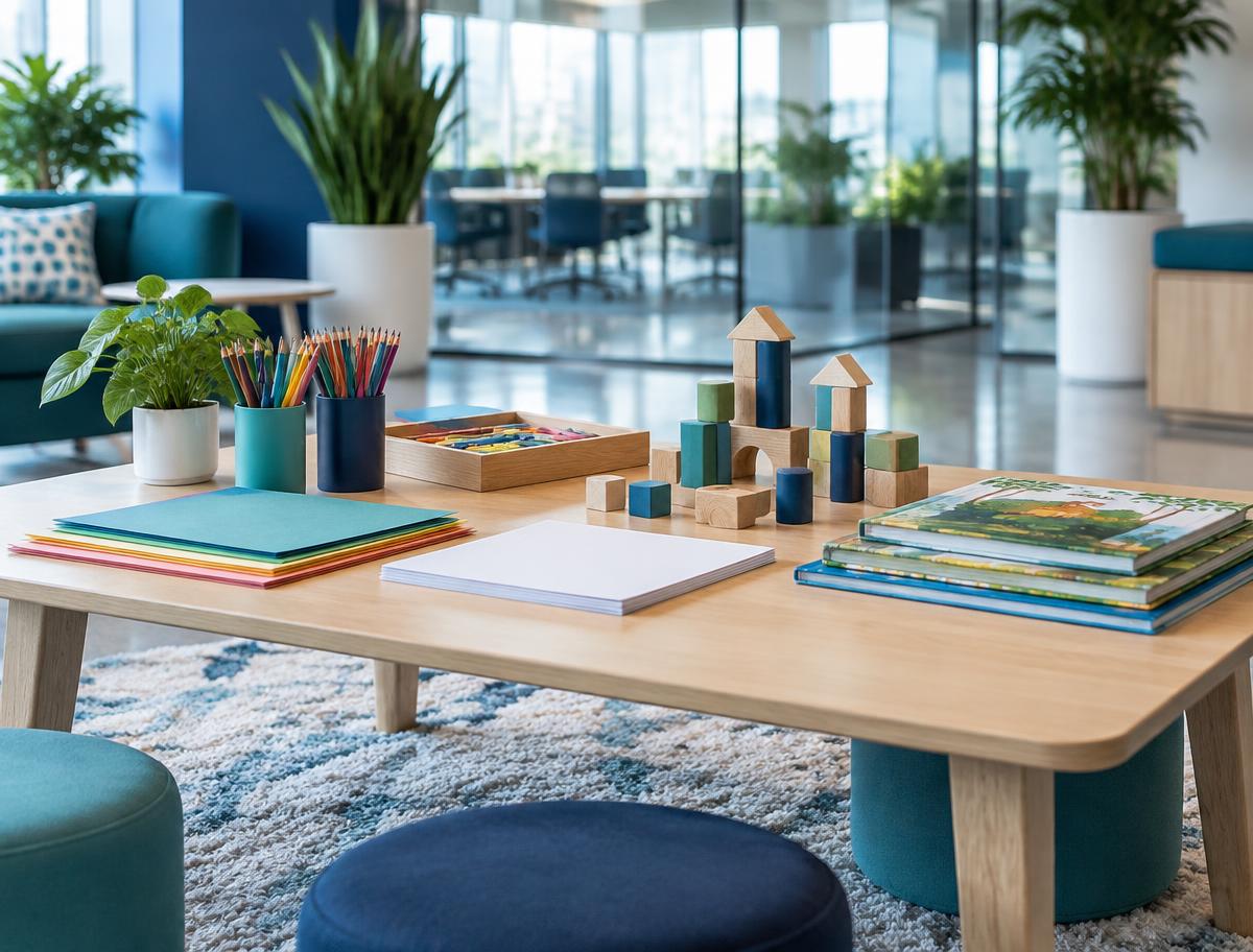 Children's activity table prepared for a corporate event